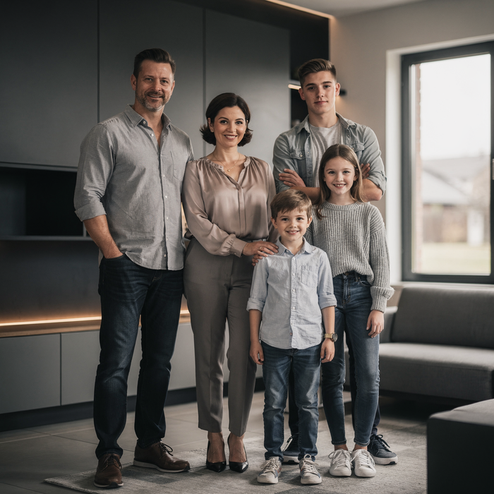 Family together at home